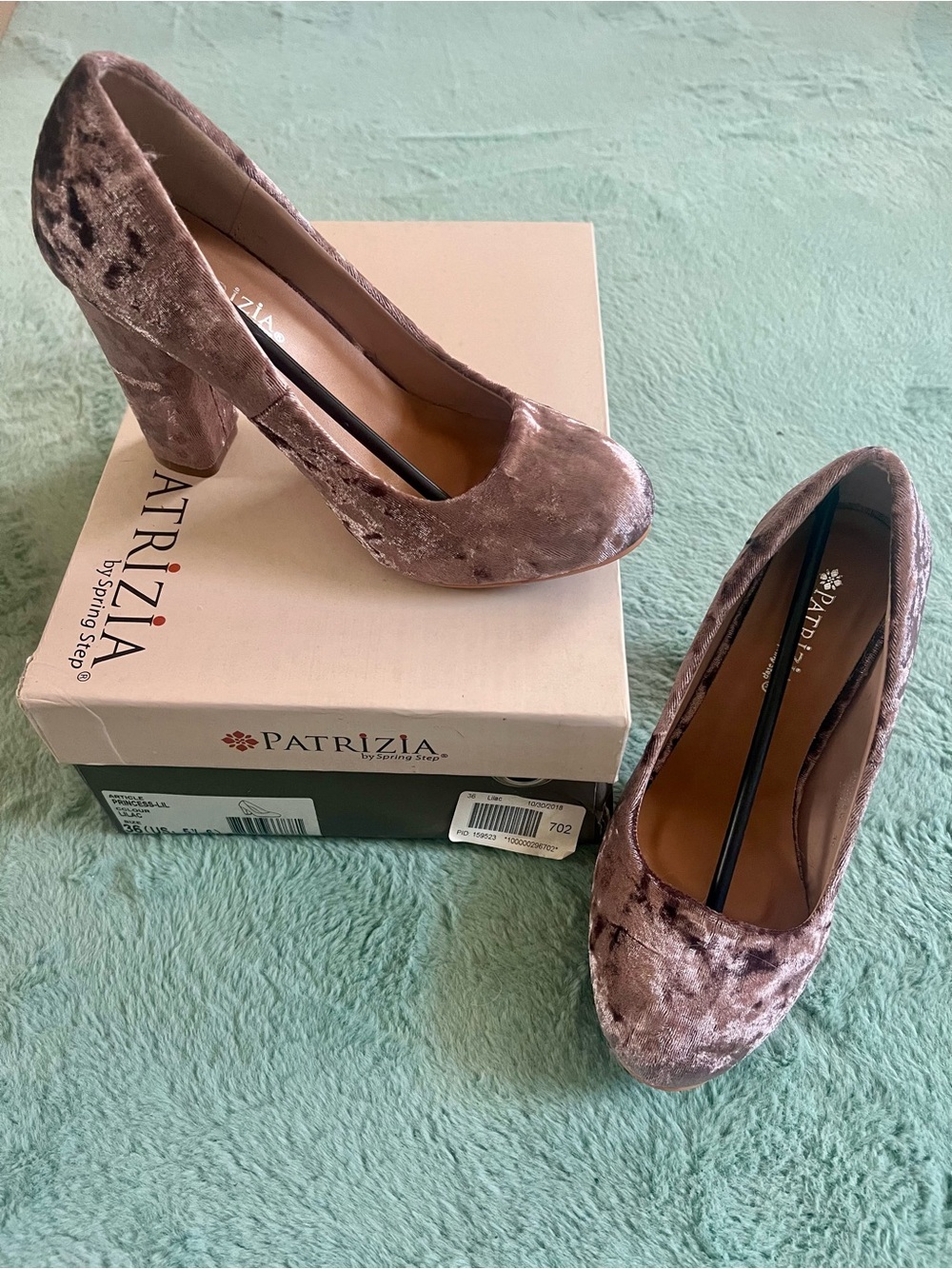 Patricia by Spring Step Velvet Block Heel Pumps in Lilac Women's 5.5/6